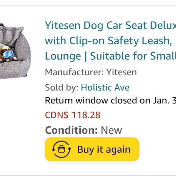 SOLD - Deluxe dog car seat - Picture 3 of 5
